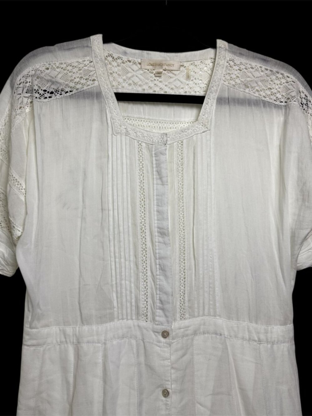 LoveShackFancy Edie voile lace trim white large cotton cottagecore midi dress - Picture 4 of 10